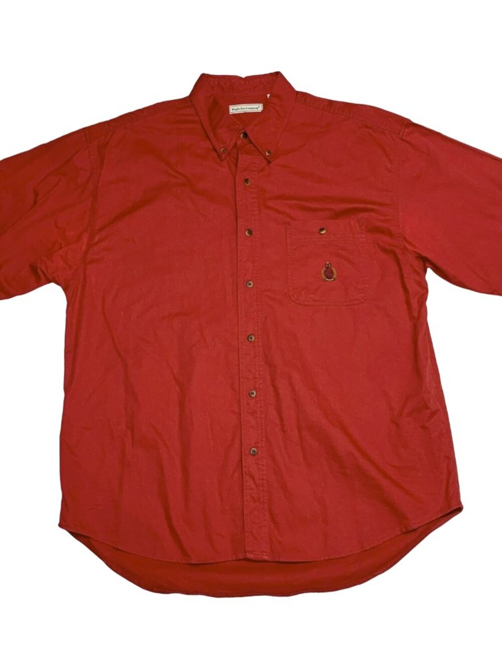 Vintage 90s Bugle Boy Red Short Sleeve Button Down Shirt XL Men's Cotton Crest